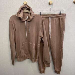 Bella Canvas Unisex Sponge Fleece Taupe Cozy Hoodie Jogger Set Size Medium NWOT